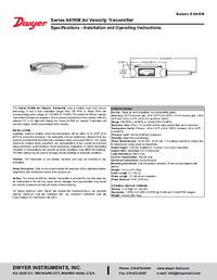 Thumbnail of document Manual - 641RM Air Velocity Transmitter with Remote Probe